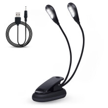 Agatige Music Stand LED Light, Portable Clip-on LED Book Light USB-C Rechargeable Flexible Adjustable Double Arm Lighting Lamp for Reading, Grilling,