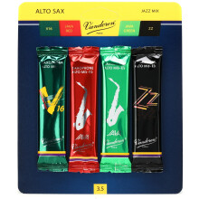 Vandoren SRMIXA35 Alto Sax Jazz Reed Mix Card includes 1 each ZZ, V16, JAVA and JAVA Red Strength 3.5