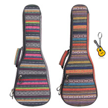 Longteam Print Ukulele Case 10mm Sponge Portable Waterproof Ukuleles bag Cover Uke gig bag with Accessory Storage Pocket (21 In Soprano, Bohemian Red