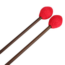 Mr.Power Marimba Mallets Wood Handle Yarn Head with Maple Handle, Bass Percussion instruments Sticks (Medium Hard Yarn Head, Red)
