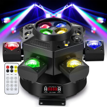 【2026 Upgrade】 Spolehli 150W Moving Head DJ Light RGBW, 6 Arms Beam & Bee-Eye LED Stage Light with Mixed Effects, Sound Activated DMX 512 Control