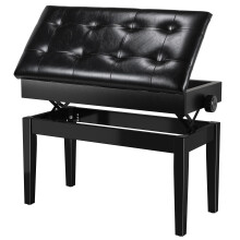 MAMIZO Piano Stool Adjustable Duet Piano Bench with Storage, Gloss Black