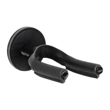 Levy's Leathers Forged Steel Guitar Hanger; Black Metal with Black Veg-Tan Leather Yoke Wraps (LVY-FGHNGR-BKBK)