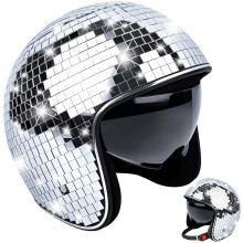 Disco Ball Helmet Glitter Mirror Ball, Disco Glitter Mirror Ball Hat Helmet With Retractable Visor, Glitter Ball Helmet Adults, Stunning Disco Ball H