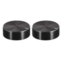 sourcing map 2pcs Potentiometer Knob Knurled Shaft Black Aluminum Smooth Surface Rotary Knob 30mmx10mm Volume Control Knob