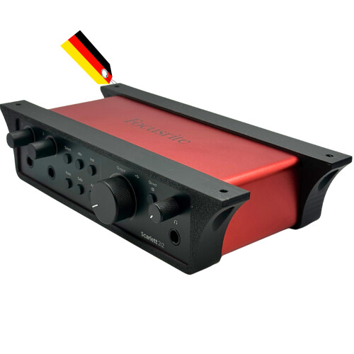 MECHONIX Table Mount for Focusrite Scarlett 2i2 4th Generation, Under-Desk Mount, Audio Interface Mount, Black, Plastic, Made in Germany