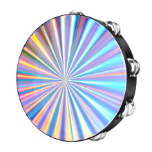 Flexzion Wood Church Tambourine Instrument - 10 Inch Reflective Hand Drums Tambourine Adults, Single Row Metal for Church, Parties, & Musical Events
