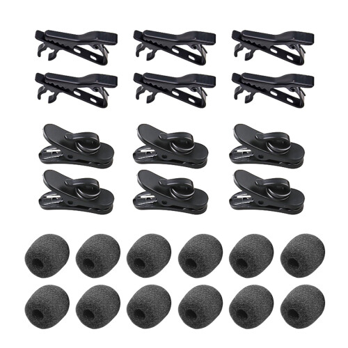 24PCS Microphone Covers, Lavalier Mic Clips and Foam Windscreens