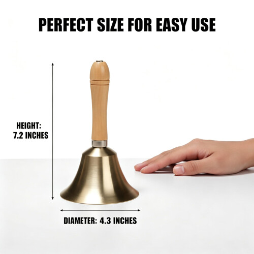 2 Pack Super Loud Solid Brass Hand Call Bell, 4.3 Inch 1