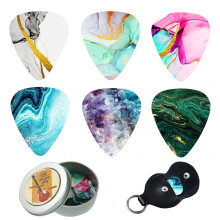Guitar Picks - Czzmy 12 Medium Gauge Celluloid Guitar Picks In a Box W/Picks Holder. Unique Guitar Gift For Bass, Electric & Acoustic Guitars (12-Qui