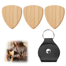 3 Pcs Wooden Guitar Pick, Guitar Picks Acoustic Rosewood Natural Textured Finish 1.2mm Thickness, for Acoustic, Electric, Bass Music Gift (3 PCS Plec
