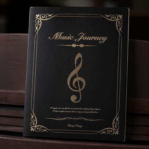 Music Folder A4, 40 Pages Sheet Music Folder Black Gold, Vertical Insert 1