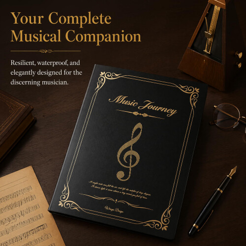 Music Folder A4, 40 Pages Sheet Music Folder Black Gold, Vertical Insert 2