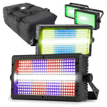 BeamZ BS336 LED Stage Lighting Package - 4X Stage Blinder, Strobe Light & Wash Light Combo with Protective Transport Bag - DMX Control & Remote Inclu