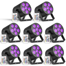 Erreyht 8PCS 60W Rechargeable LED Par Light, RGBWA+UV 6 LED Stage Lights Uplight with Remote Control DMX512 Stobe Lighting for DJ, Disco, Party Weddi