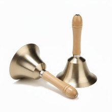 2 Pack Super Loud Solid Brass Hand Call Bell, 4.3 Inch