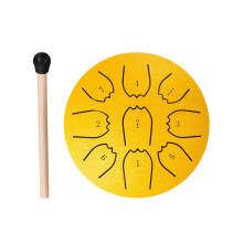 Btuty Steel Tongue Drum 4 Inch 9 Notes C Key Portable Percussion Instrument for Beginners Family Friends Yoga (Gold)