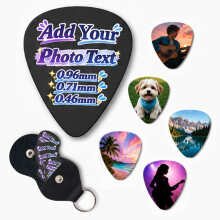 6 PCS Personalised Guitar Picks Custom, Double Sided Print, Guitar Plectrum Custom With Your Photo, Logo, Name, Text, 0.46mm, 0.71mm, 0.96mm, for Gui