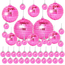 Mini Pink Disco Ball Ornaments: 42 Pack Hanging Disco Balls Decorations