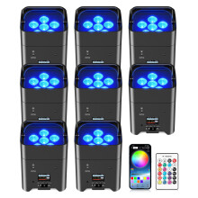 Erreyht 8PCS 108W RGBWA+UV LED Par Light Wireless Battery Stage Uplighting with App/Remote/DMX Control Wash Light for DJ, Party, Wedding, House Dyein