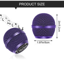 Microphone Head Replace, Steel Mesh Mic Grille Heads, Grille Mic Ball Replacement with Inner Foam, Fits for SM58 (Purple, 1 pcs)