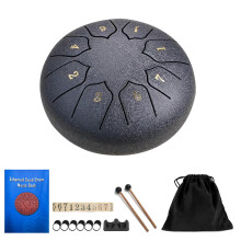 TINGSING Rain Drum for Outside Garden, 6 Inches 8 Notes Steel Tongue Drum Rain Chime Handpan with Cloth Bag, Mallets, Music Book, Musical Instrument