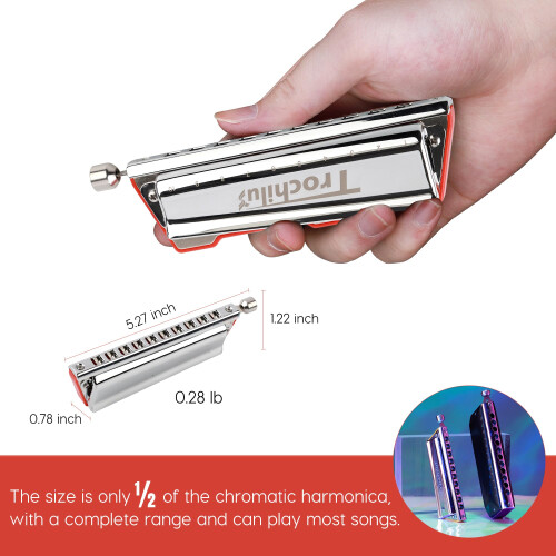 JDR Trochilus 10 Holes Chromatic Harmonica Valveless (Pop Tuning-A) 2