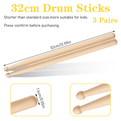 3 Pairs Drum sticks 5A, Modern Drumsticks for Drums 1