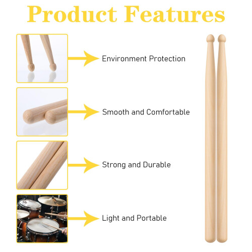 3 Pairs Drum sticks 5A, Modern Drumsticks for Drums 2