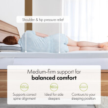 Panda Gel Infused Memory Foam Bamboo Mattress Topper - EU Single | 5cm Thick | Medium Firm Softness | Orthopaedic Neck, Spine, Hip Support | Adjusta