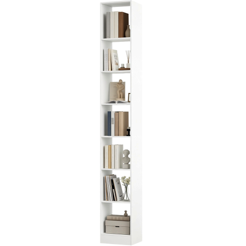 7 Tier Bookcase Tall Narrow Bookshelf with Open Storage Shelf 1