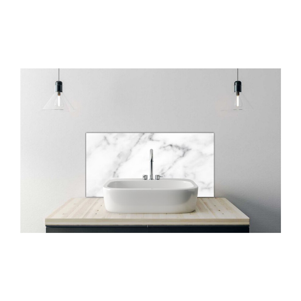 Printed Glass Bathroom Splashback - White Marble Texture And Background. 400X300mm 5061077334813