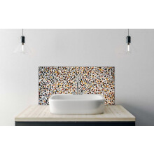 Printed Glass Bathroom Splashback - Abstract pattern of small mosaic tiles 600x300mm
