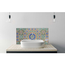 Printed Glass Bathroom Splashback - moroccan vintage tile background 700x300mm