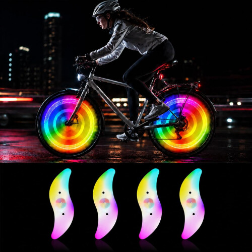 4PCS LED Bike Wheel Spoke Lights,Multicolour LED 3 Flashing Modes