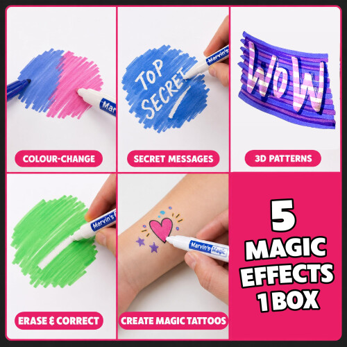 Marvin's Magic 25 Colour Changing Magic Pens for Kids, Erasable, 3D Writing 1
