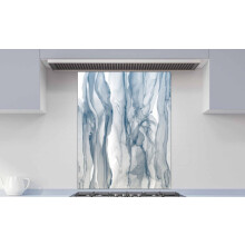 Printed Glass Kitchen Splashback - Abstract liquid fluid blue paint background by alcohol ink technique for grunge banner, background. 600x600mm