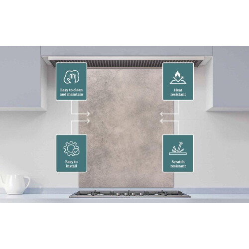 Printed Glass Kitchen Splashback - Natural white stone texture background. tile stone background 600x700mm 1