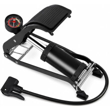 Single Barrel Foot Pump with Pressure Gauge, 120 PSI Foldable Heavy Duty Manual Air Pump, AV/FV/DV Valve Compatible, Portable Tyre Inflator, for Car,