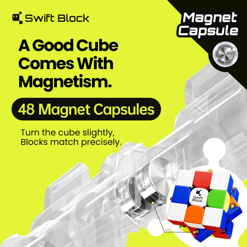 Swift Block 355S 3x3 Magnetic Speed Cube, Professional Magic Cube with 48 Magnets Fast Smooth Turning, Adjustable Elasticity Solid Durable & Stickerl 1