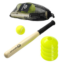 Optimum Rounders Set - Wooden Bat, Ball, Base Cones & Carry Bag