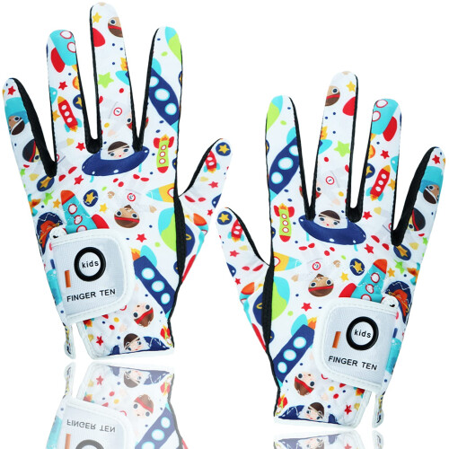 FINGER TEN Kids Golf Gloves Pair for Left and Right Hand(White, Medium)