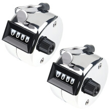 Tiyujonem 2-Pack Stainless Steel Hand Tally Counter with 4-Digit Display, Mechanical Clicker for Golf, Sports, and Event Attendance Tracking