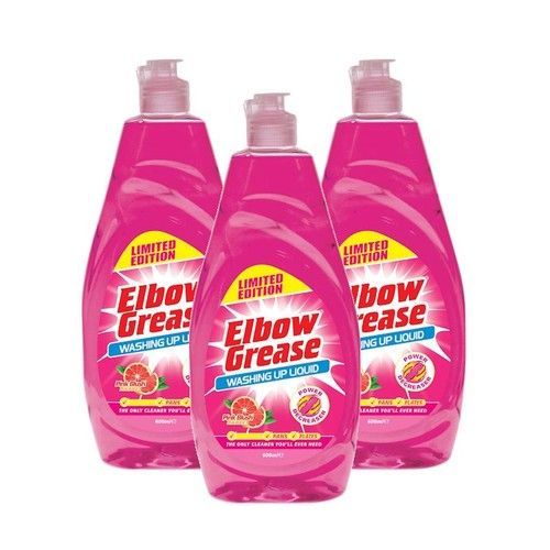 Elbow Grease Pink Blush Washing Up Liquid 600ml (3 Pack)