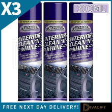 3 x CAR INTERIOR CLEANING SPRAY 300ML SHINE DASHBOARD POLISH CLEANER RESTORER