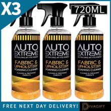 3 x AUTO EXTREME CAR FABRIC UPHOLSTERY FOAMING CLEANER SPRAY 720ML FOR INTERIOR