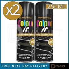 2 x BLACK MATT FINISH SPRAY PAINT 250ML AEROSOL FOR METAL PLASTIC WOOD NEW