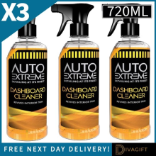 3 x CAR DASHBOARD CLEANER SPRAY 720ML FOR DASHBOARD INTERIOR PLASTIC TRIM NEW