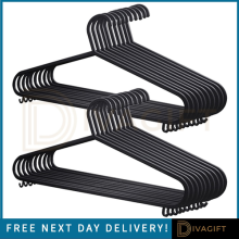 BLACK COAT HANGERS STRONG DURABLE PLASTIC HANGER FOR CLOTHES TROUSERS ADULT NEW
