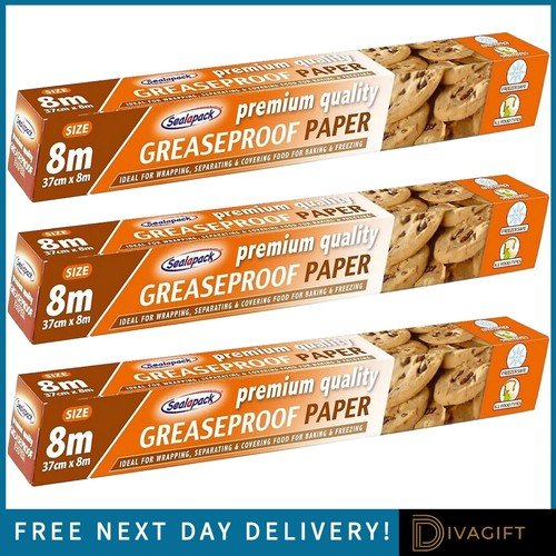 GREASE PROOF PAPER ROLL FOR BAKING GREASEPROOF WRAPPING SHEETS PREMIUM 37CMx8M 2